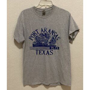 Vintage Port Aransas Texas T-Shirt Since 1855 Graphic Print Grey Crewneck Cotton